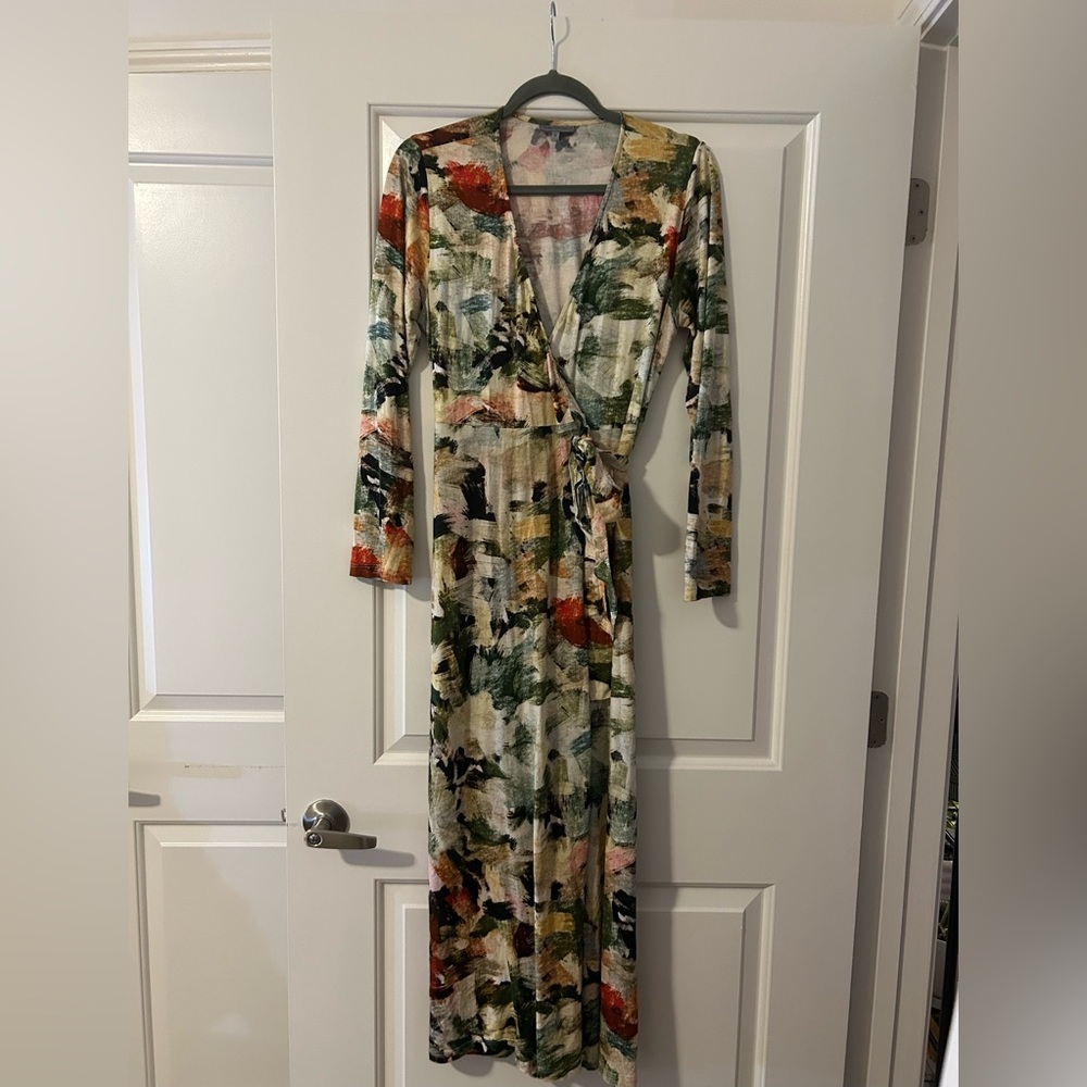 Conditions Apply (Anthropology) Multicolor Abstract Wrap Dress